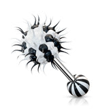 Candy Stripe Silicone Spiky Koosh Balls Barbell Tongue Rings