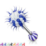 Candy Stripe Silicone Spiky Koosh Balls Barbell Tongue Rings