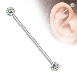 Crystal Paved Ferido Balls Surgical Steel Industrial Barbells