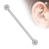 Crystal Paved Ferido Balls Surgical Steel Industrial Barbells