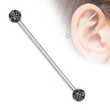 Crystal Paved Ferido Balls Surgical Steel Industrial Barbells