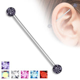 Crystal Paved Ferido Balls Surgical Steel Industrial Barbells