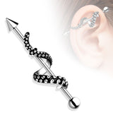 Tentacle Wrapped 316L Surgical Steel Industrial Barbell
