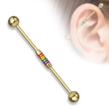 Rainbow Striped Center 316L Surgical Steel Industrial Barbells