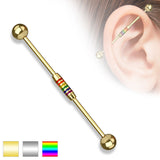 Rainbow Striped Center 316L Surgical Steel Industrial Barbells