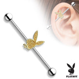 Sand Blast Sparkling Playboy Bunny Surgical Steel Industrial Barbells