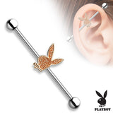 Sand Blast Sparkling Playboy Bunny Surgical Steel Industrial Barbells