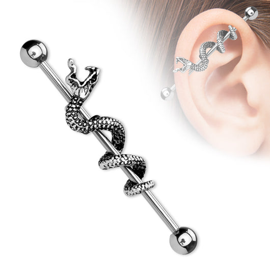 Snake Surgical Steel Industrial Barbells