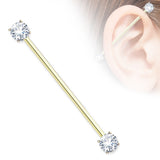 7mm Prong Set CZ Surgical Steel Industrial Barbells