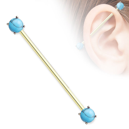 Turquoise Ends Surgical Steel Industrial Barbells
