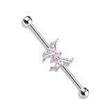 Marquise Crystal Butterfly Center Surgical Steel Industrial Barbells