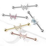 Marquise Crystal Butterfly Center Surgical Steel Industrial Barbells