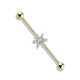 Princess Cut CZ Flower 316L Surgical Steel Industrial Barbells