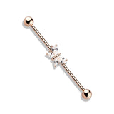 14K Gold Plated Marquise CZ Paved Butterfly Industrial Barbells