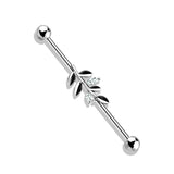 CZ Set Leaf  316L Surgical Steel Industrial Barbells