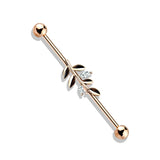 CZ Set Leaf  316L Surgical Steel Industrial Barbells