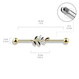 CZ Set Leaf  316L Surgical Steel Industrial Barbells