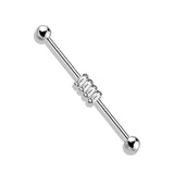 4 Square CZ Set 316L Surgical Steel Industrial Barbells