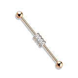 4 Square CZ Set 316L Surgical Steel Industrial Barbells