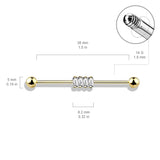 4 Square CZ Set 316L Surgical Steel Industrial Barbells