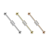 4 Square CZ Set 316L Surgical Steel Industrial Barbells