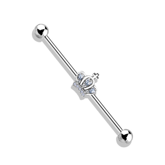 CZ Paved Crown  316L Surgical Steel Industrial Barbells