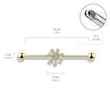 Micro CZ Paved Flower 316L Surgical Steel Industrial Barbells