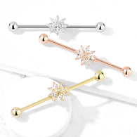 Marquise CZ Snowflake 316L Surgical Steel Industrial Barbells