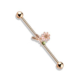 CZ Flower and Leaves 316L Surgical Steel Industrial Barbells