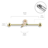 CZ Flower and Leaves 316L Surgical Steel Industrial Barbells