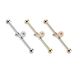 CZ Flower and Leaves 316L Surgical Steel Industrial Barbells