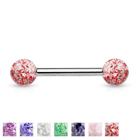 Ultra Glitter Acrylic Balls Grade 23 Solid Titanium Barbell Tongue Rings
