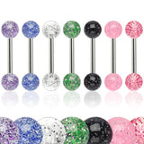 Ultra Glitter Acrylic Balls Grade 23 Solid Titanium Barbell Tongue Rings