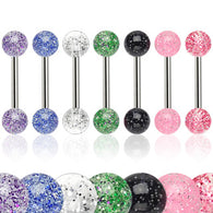 6 mm Acrylic Ultra Glitter Balls Nipple Barbell Tongue Rings