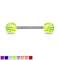 Assorted Color UV Glitter Balls Nipple Barbell Tongue Rings