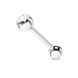 Basic Press Fit CZ Surgical Steel Tragus Barbell Tongue Rings