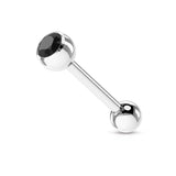 Basic Press Fit CZ Surgical Steel Tragus Barbell Tongue Rings