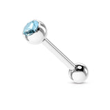 Basic Press Fit CZ Surgical Steel Tragus Barbell Tongue Rings