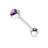 Basic Press Fit CZ Surgical Steel Tragus Barbell Tongue Rings