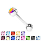 Basic Press Fit CZ Surgical Steel Tragus Barbell Tongue Rings