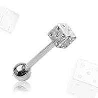 Dice Top 316L Surgical Steel Barbell Tongue Ring