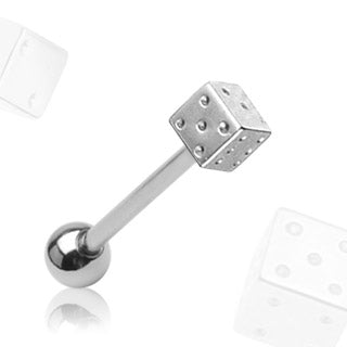 Dice Top 316L Surgical Steel Barbell Tongue Ring