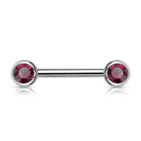 Pair Double Front Facing 6 mm Gem Set 316L Surgical Steel Barbells Nipple Bar