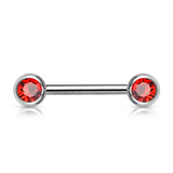 Pair Double Front Facing 6 mm Gem Set 316L Surgical Steel Barbells Nipple Bar