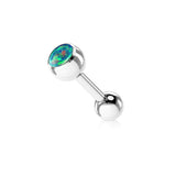 Opal Ball Top Surgical Steel Barbell Tongue Ring