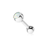Opal Ball Top Surgical Steel Barbell Tongue Ring