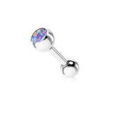 Opal Ball Top Surgical Steel Barbell Tongue Ring