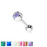 Opal Ball Top Surgical Steel Barbell Tongue Ring