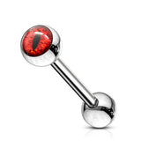 Snake Eye Inlaid Ball Surgical Steel Barbells Tongue Rings