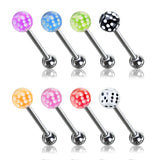 6 MM Bubble Ball Dice Inside Steel Barbell Tongue rings
